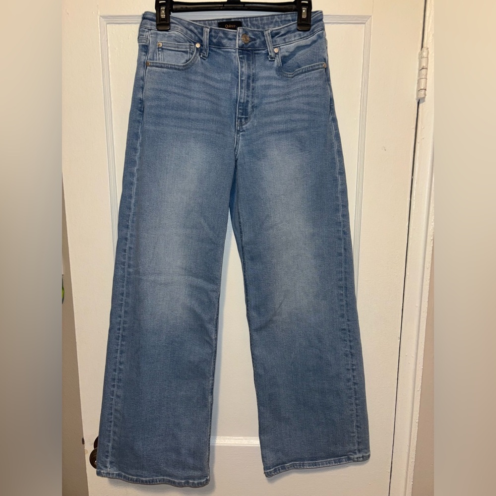 QUINCE Bella Stretch Wide Leg Jeans Frosted Blue Wash Sz 28 Quiet Luxury - Picture 3 of 6